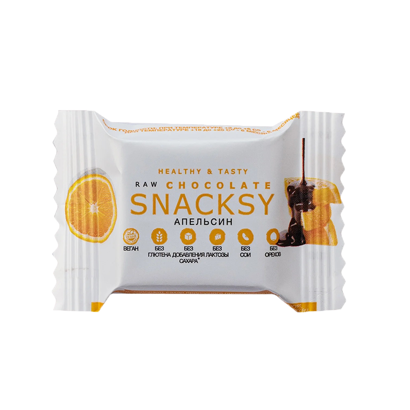 Батончик Raw Chocolate с апельсином Snacksy, 20 гр